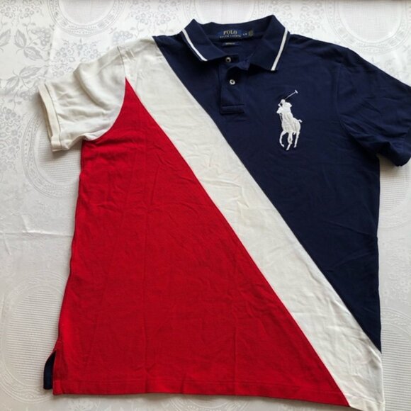 Polo Ralph Lauren Big Pony Rugby Shirt Men’s Size L Red/White/Blue Costomer-Fit - Picture 15 of 16